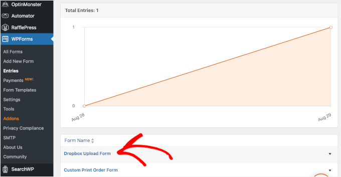 Accessing Dropbox form entries Accessing Dropbox form entries
