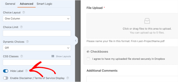 Hiding the Checkboxes label Hiding the Checkboxes label