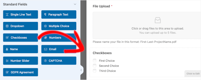 Adding a Checkboxes field Adding a Checkboxes field