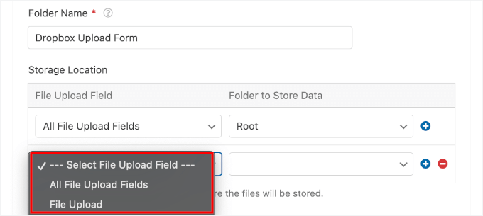 Mapping storage locations for different file upload fields Mapping storage locations for different file upload fields