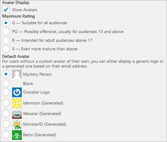 Avatar Gravatar Comment Settings Avatar Gravatar Comment Settings
