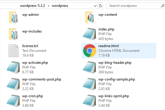 PHP files in WP PHP files in WP