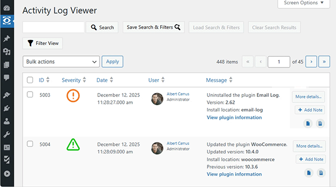 Dziennik aktywności w WP Activity Log Dziennik aktywności w WP Activity Log