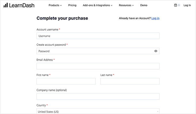 LearnDash account setup
