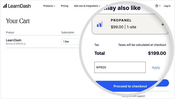 LearnDash add coupon on the checkout page