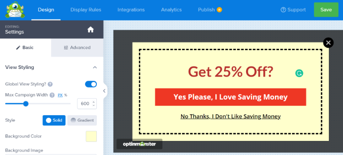 Save your popup changes Save your popup changes