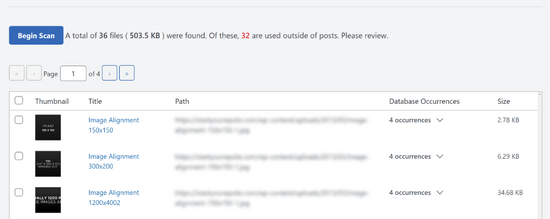 Fai clic per eliminare i file multimediali inutilizzati Fai clic per eliminare i file multimediali inutilizzati