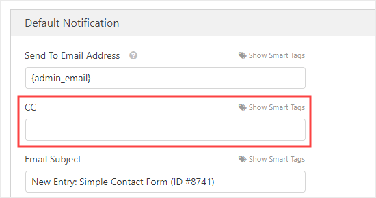 The CC option now appears in WPForms The CC option now appears in WPForms