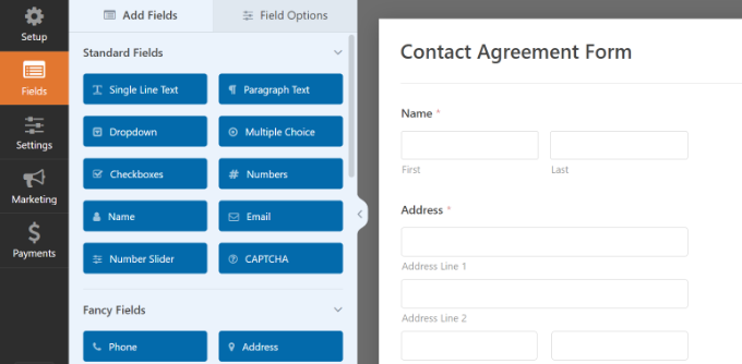 Adding new fields to the contract agreement form Add form fields