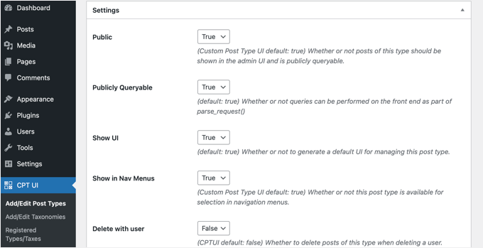 Scroll Down to the Post Type Settings Section Scroll Down to the Post Type Settings Section