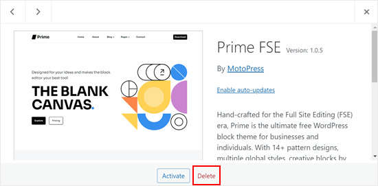 Löschen eines WordPress-Themes über das WordPress-Admin-Dashboard Löschen eines WordPress-Themes über das WordPress-Admin-Dashboard