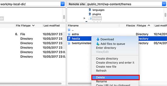 Ein Theme über einen FTP-Client löschen Ein Theme über einen FTP-Client löschen