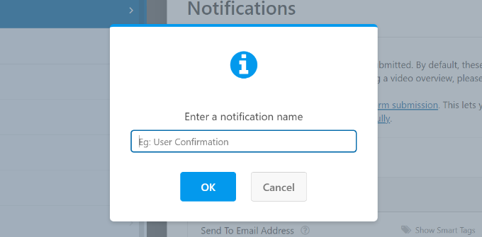 Enter a name for new notification Enter a name for new notification