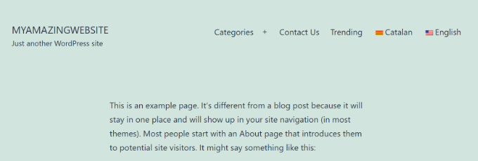 Language switcher in navigational menu Language switcher in navigational menu