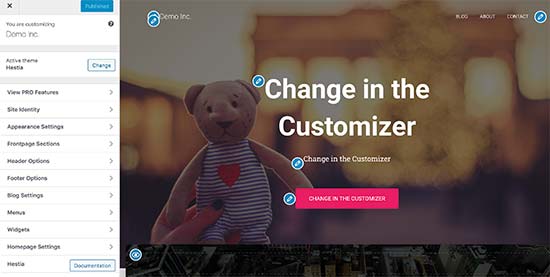 Theme customizer Theme customizer