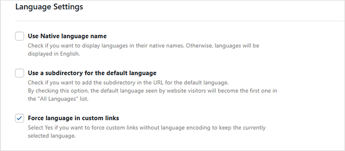 translatepress-language-settings Language settings