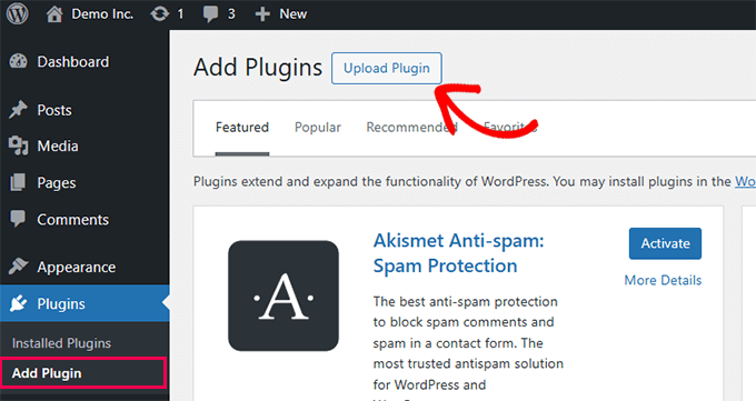 Upload plugins to install Upload plugins to install