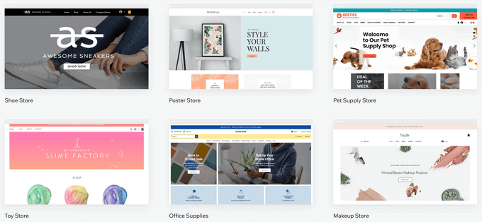 Wix eCommerce website templates Wix eCommerce website templates