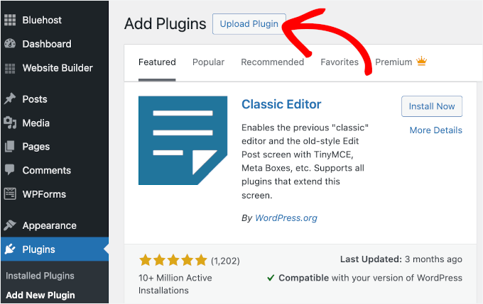 The Upload Plugin button