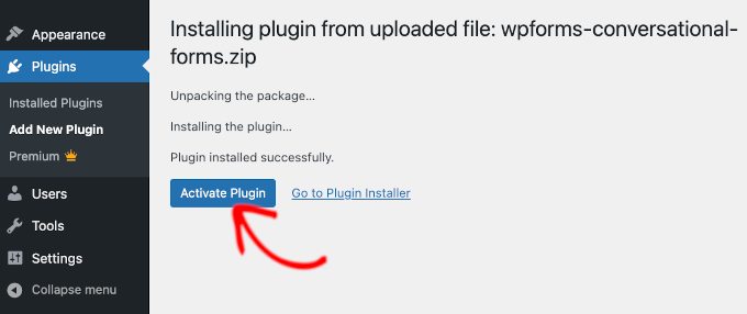 Activate uploaded plugin Activate uploaded plugin