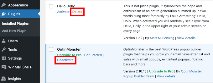 Uninstall a WordPress plugin Uninstall a WordPress plugin