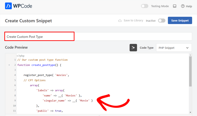 Creating a custom code snippet for custom post types using WPCode Creating a custom code snippet for custom post types using WPCode