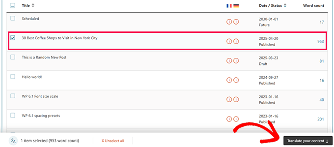 Select content to translate Select content to translate