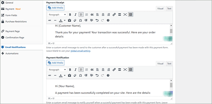 Add email notifications message Add email notifications message