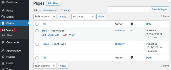 blogpageallpagesnewlabels The Home Page Is Now Labeled ‘Front Page’ and the Blog Page Is Labeled ‘Posts Page’