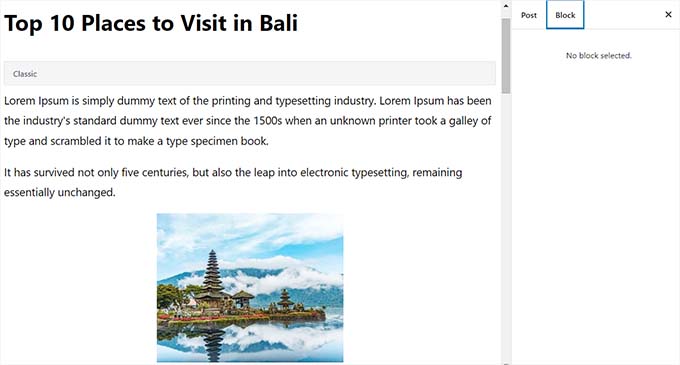 Classic block preview