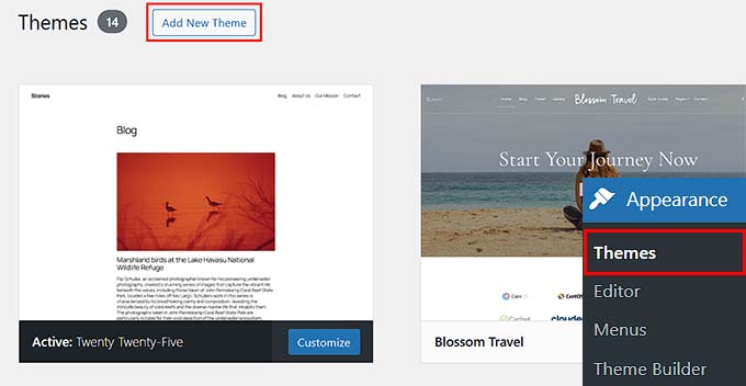 Installing a new WordPress theme Installing a new WordPress theme