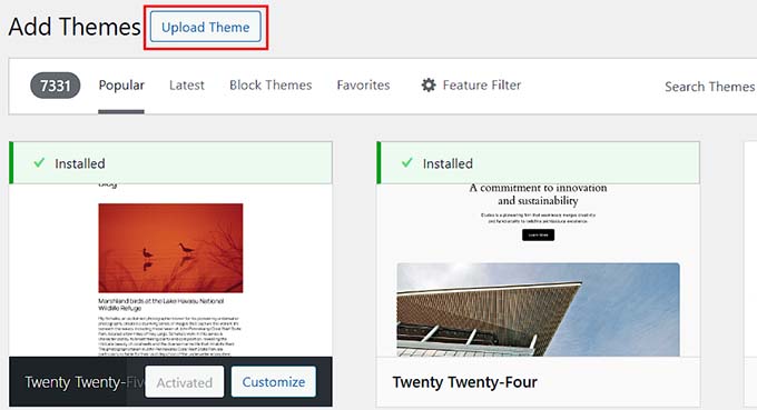 Add a new theme WordPress toolbar and search Add a new theme WordPress toolbar and search