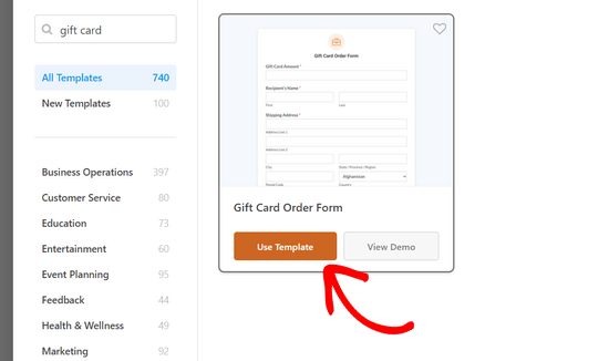 Klicka på knappen Använd mall