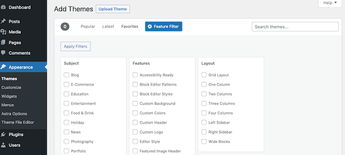 Filter the WordPress theme results by feature Filter the WordPress theme results by feature