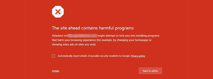 harmful website warning