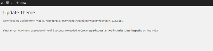 Maximum execution time exceeded error