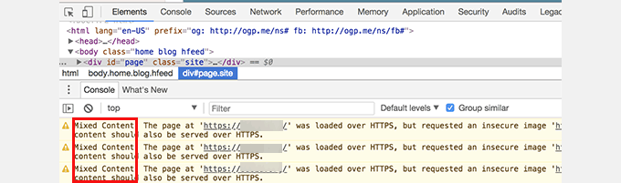 mixed content error in wordpress