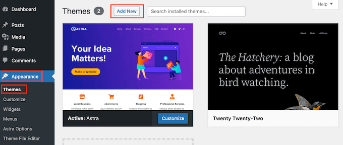 Installing a new WordPress theme Installing a new WordPress theme