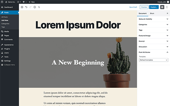 WordPress editor without fullscreen mode WordPress editor without fullscreen mode