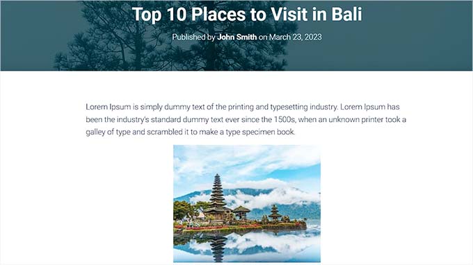 Preview of the post on the live site. Notice that the front-end appearance of your post will not change after the conversion.