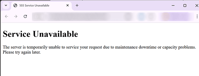 Service unavailable 503 error