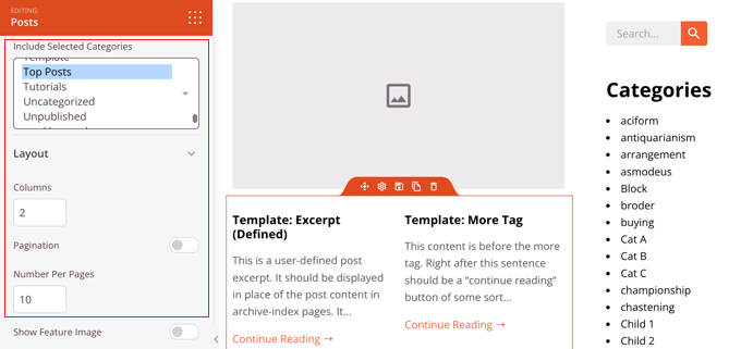 SeedProd Posts Block Settings SeedProd Posts Block Settings