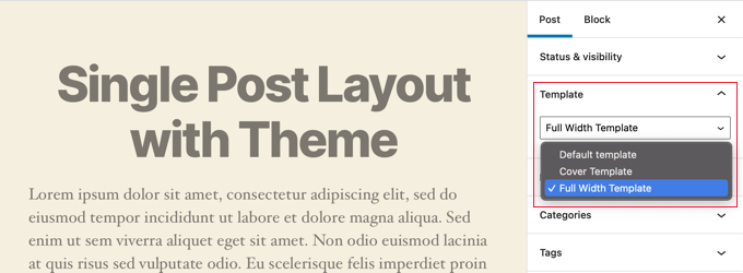 Choosing a Template When Writing a Single Post Choosing a Template When Writing a Single Post