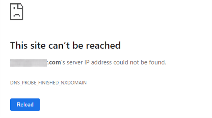 Site cannot be reached error