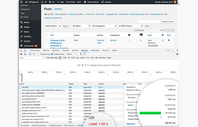 Performance of admin backend
