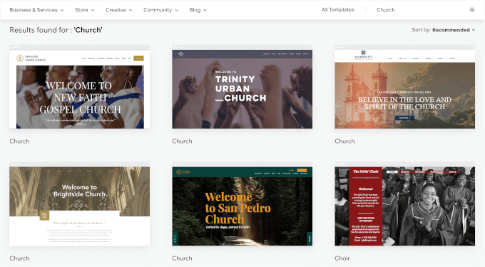 Wix's church templates Wix's church templates