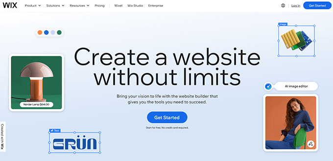 Wix website builder homepage