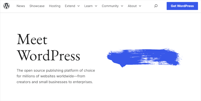 WordPress homepage WordPress homepage