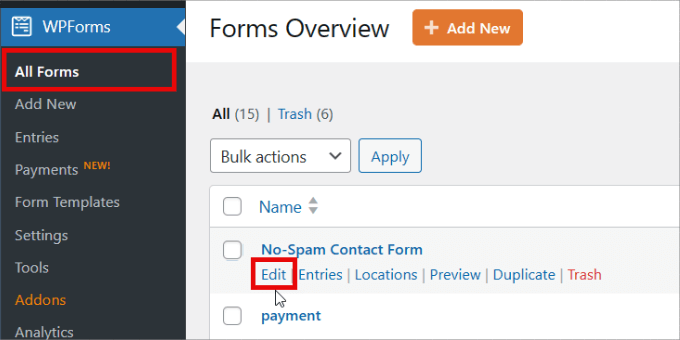 Edit contact form Edit contact form