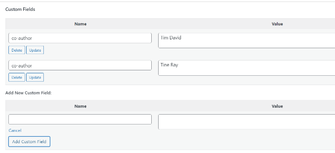 Adding co-author custom field Add coauthor custom fields